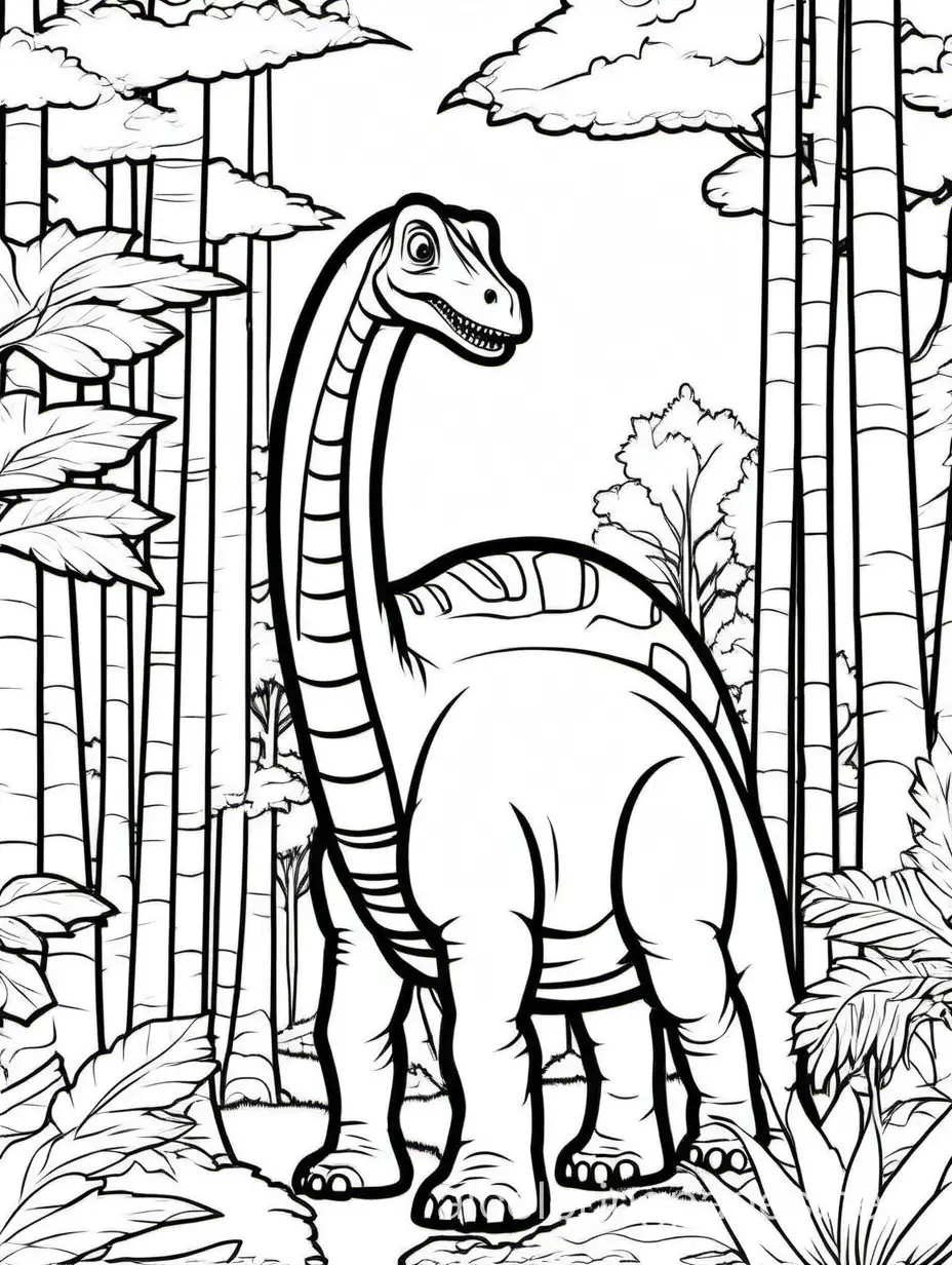 Brachiosaurus-Eating-Among-Tall-Trees-Coloring-Page