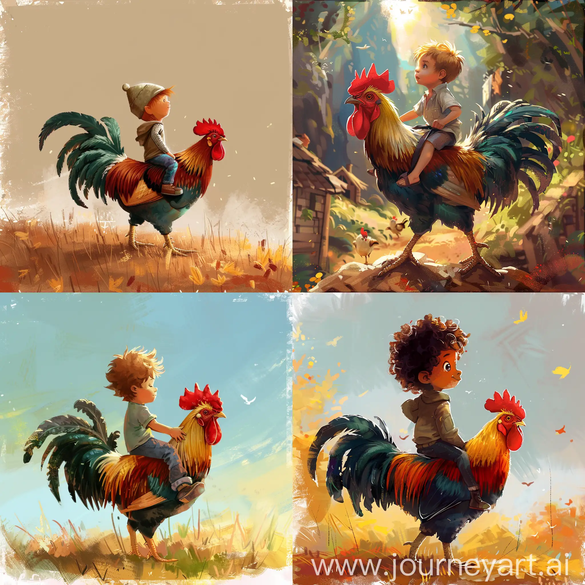 Playful-Child-Riding-a-Rooster-in-a-Vibrant-Setting