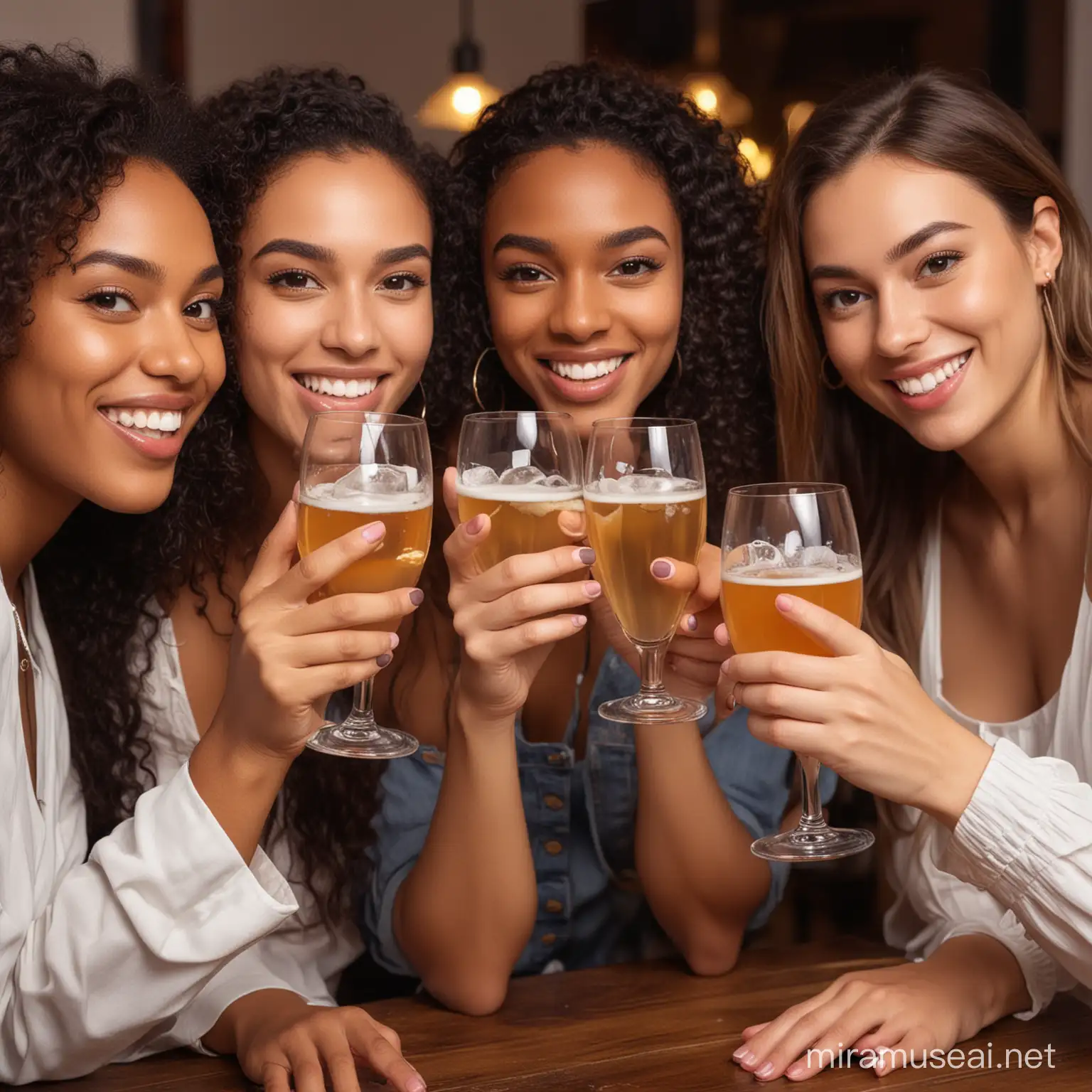 Diverse Women Enjoying Girls Night with Drinks and Shots