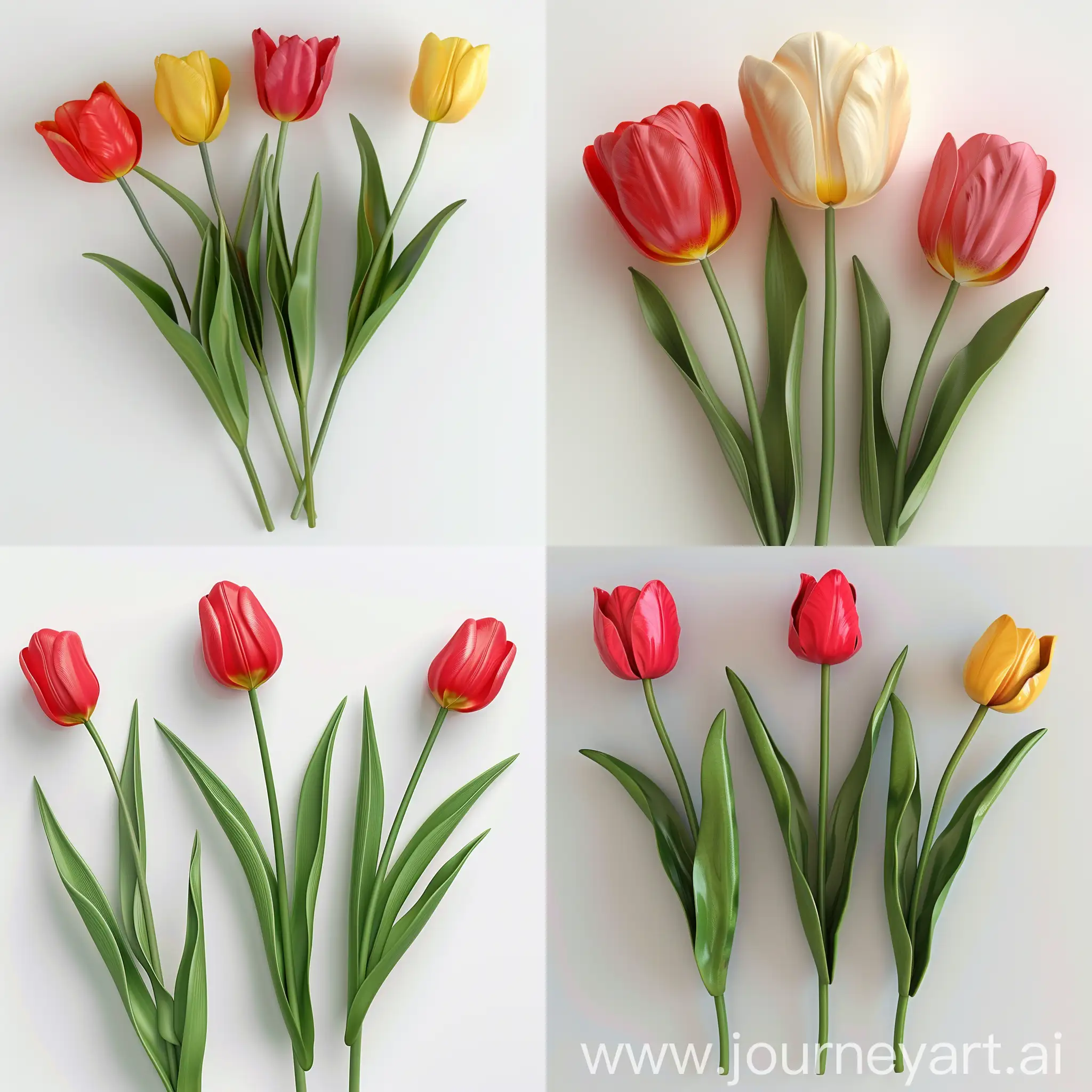 3d tulips on a white background
