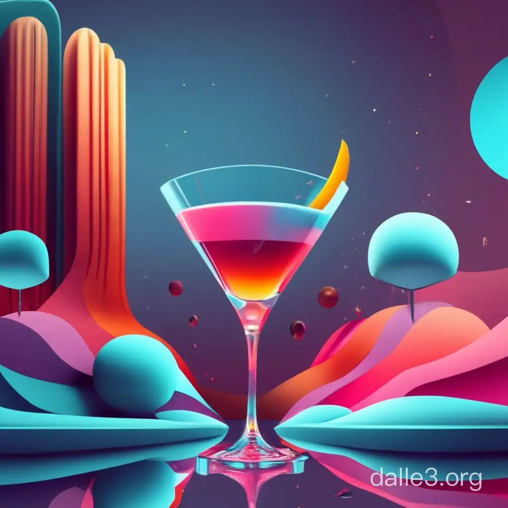 Futuristic Holographic Drink Showcase In Abstract Environment 