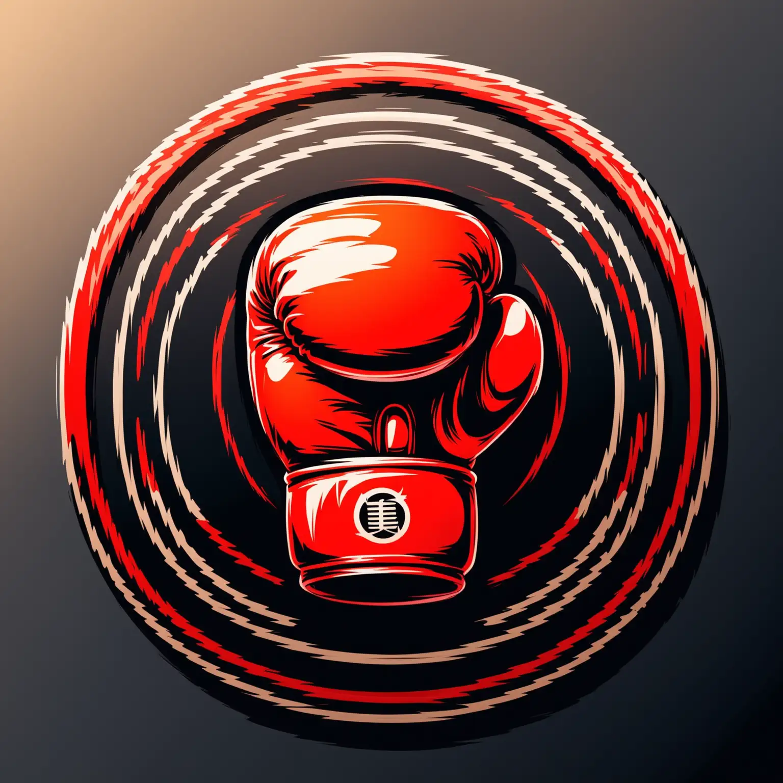 Dynamic Red Boxing Glove Icon on Black and White Background
