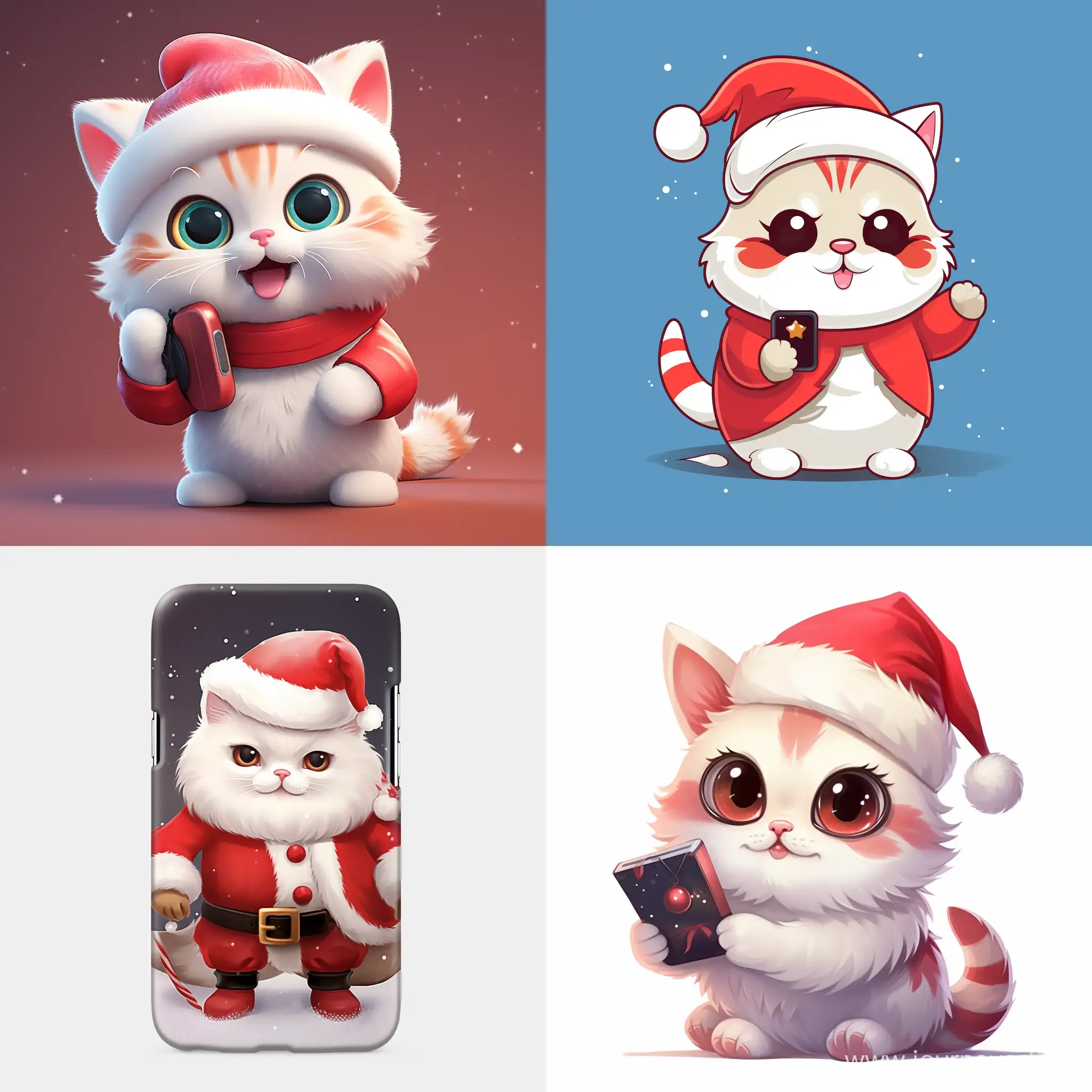 Adorable-Santa-Cat-Poses-with-Mobile-Phone