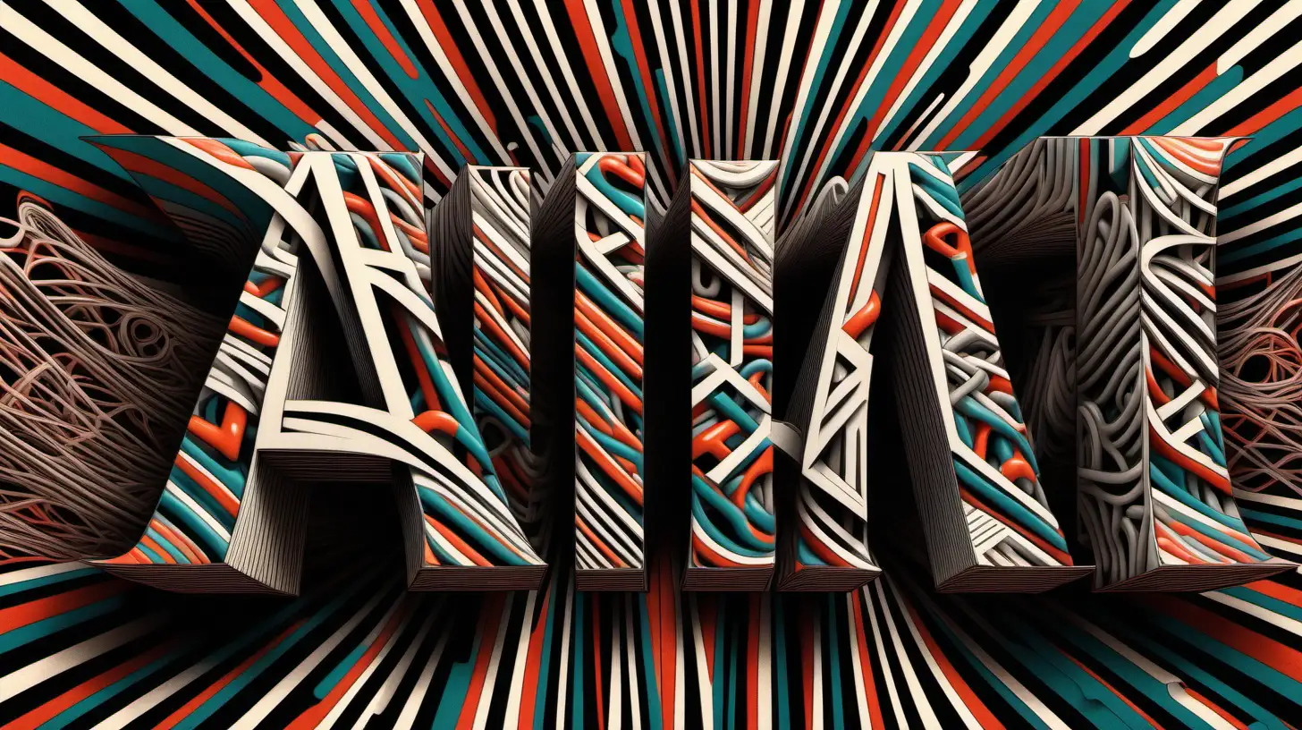Dynamic AI Typography Artwork with Abstract Patterns
