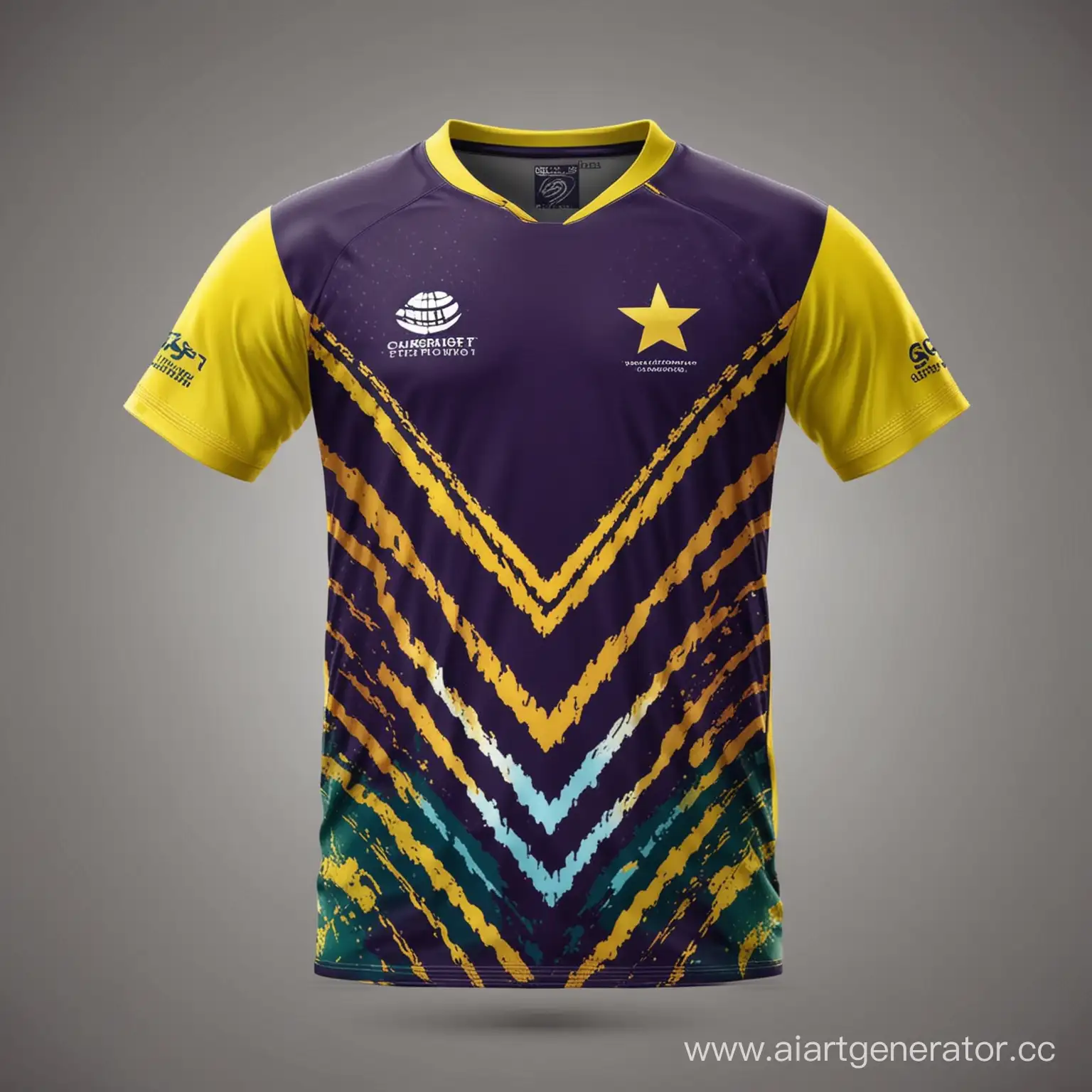 vector design for cricket jersey front in vibrant color