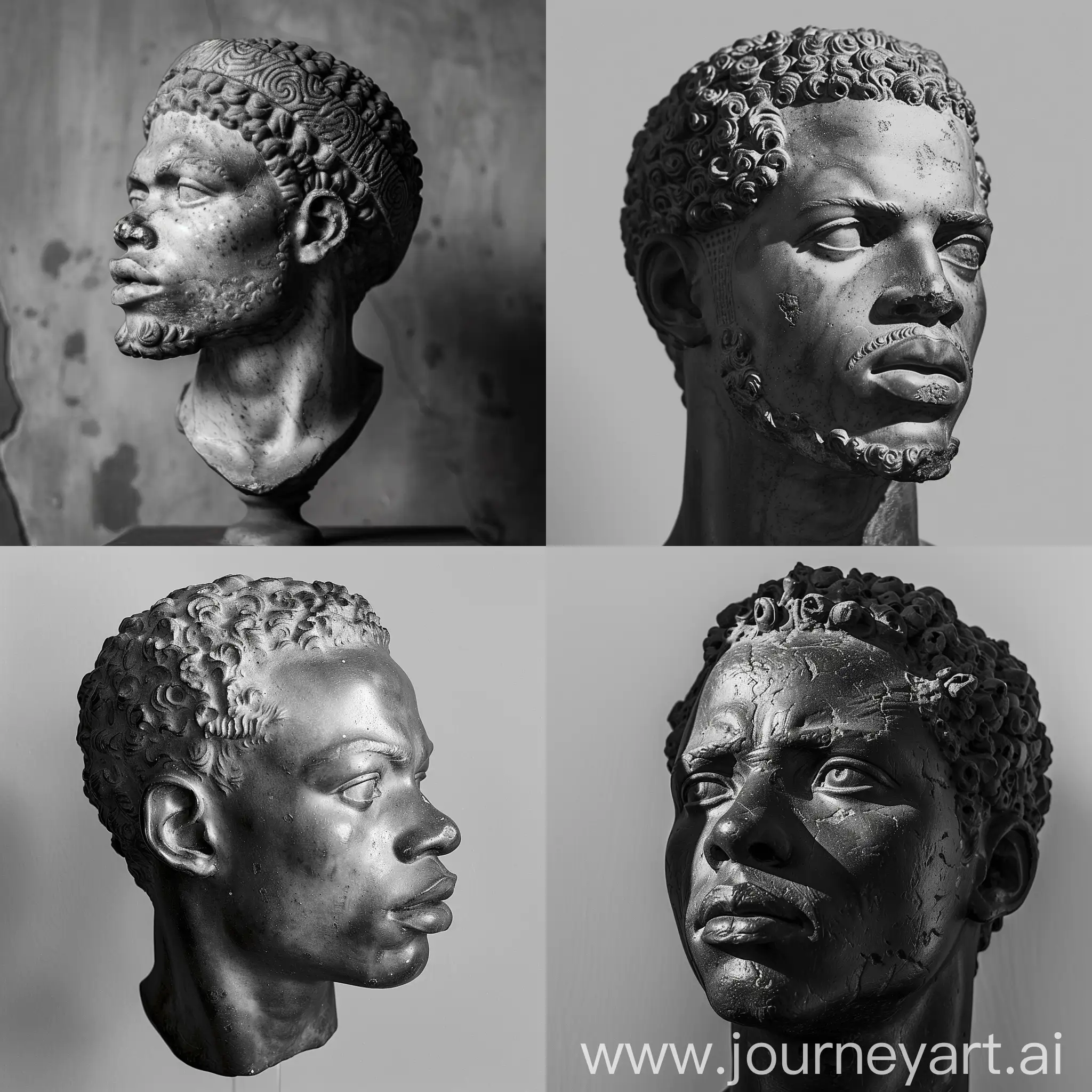 Alpha-African-Philosophical-Statue-Bust-in-Grayscale
