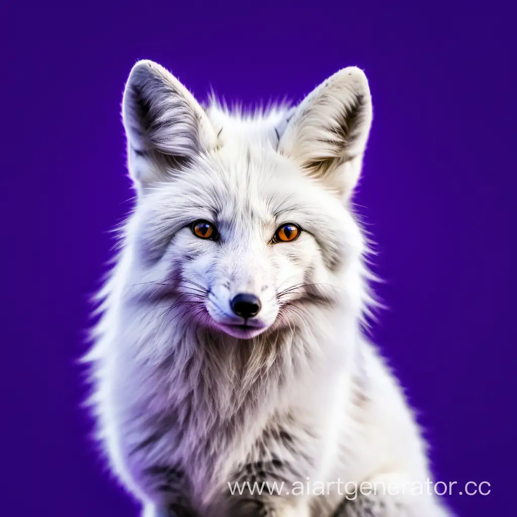 White fox in a purple background