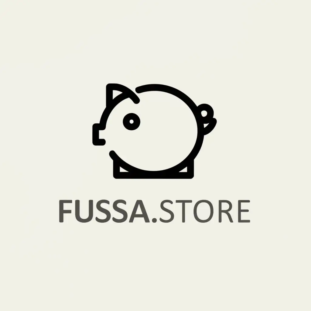 a logo design,with the text "fussa.store", main symbol:piggy bank resembling a safe,Minimalistic,clear background