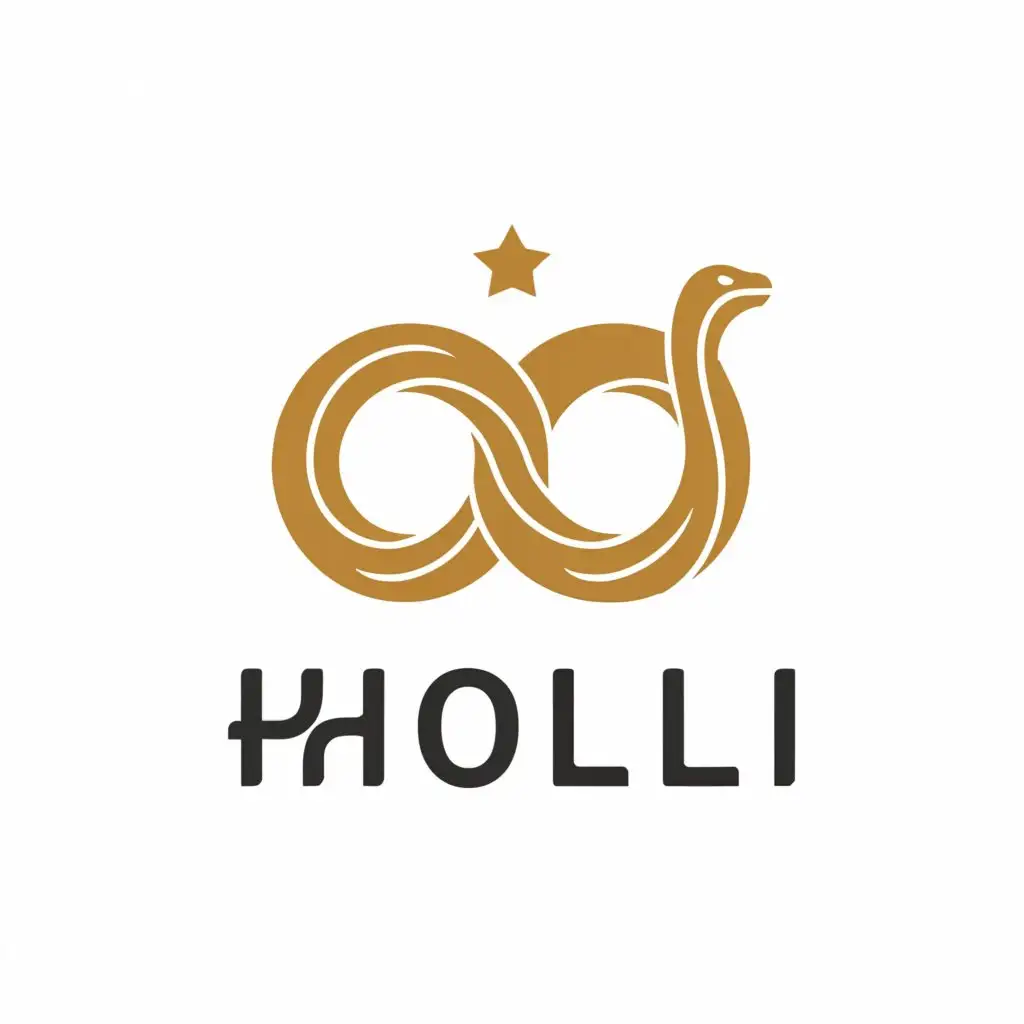 a logo design,with the text "Hooli", main symbol:I need a logo with snake and yarn behand have little star,Moderate,clear background