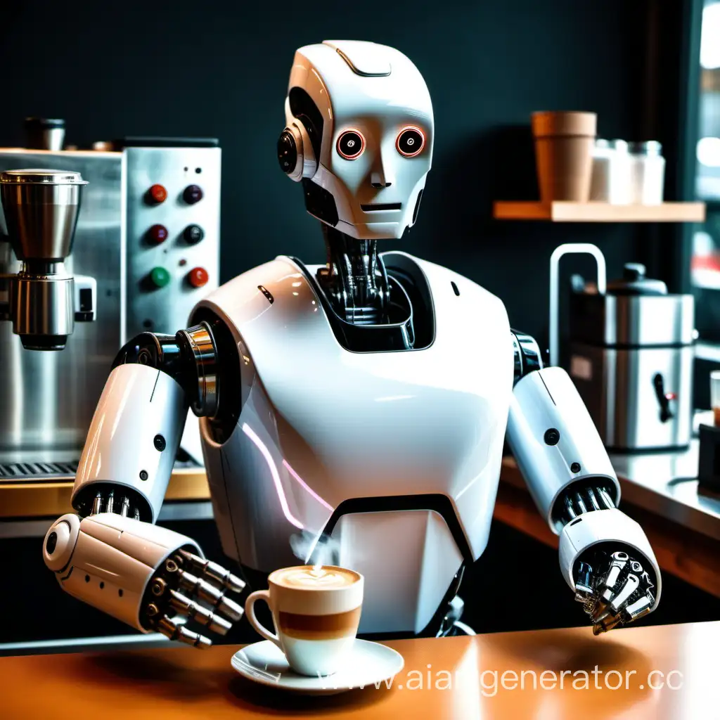 robot makeing coffe for custumers