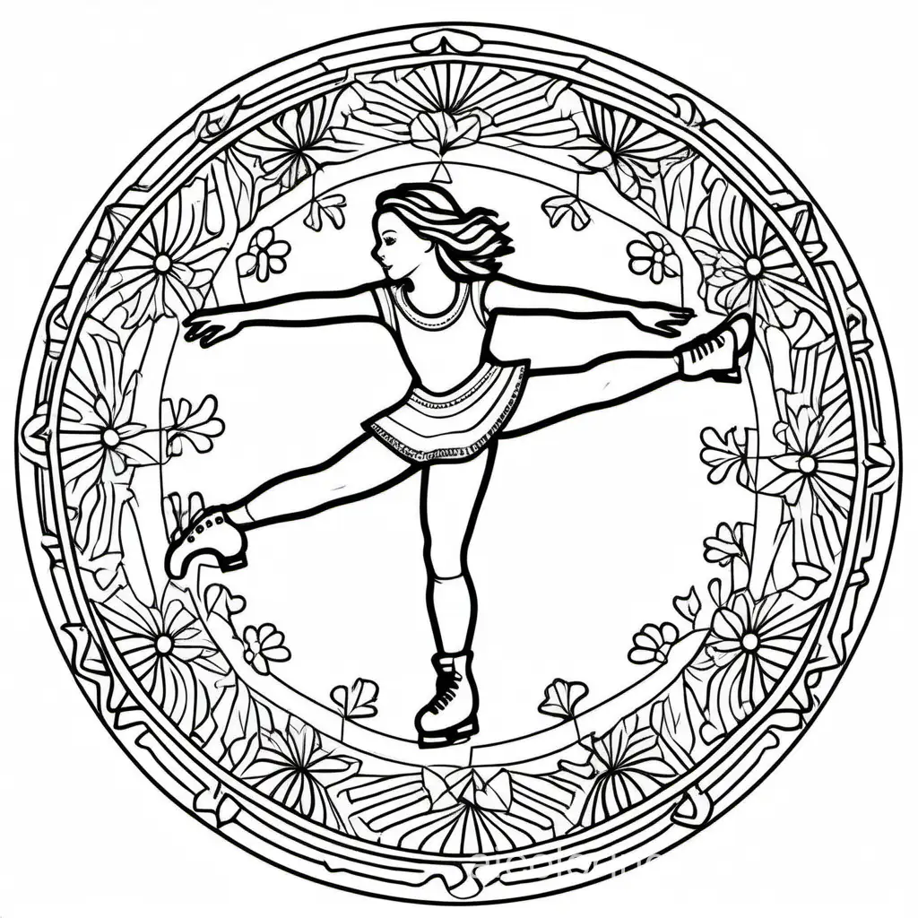 Mandala-Ice-Skater-Coloring-Page-with-Ample-White-Space