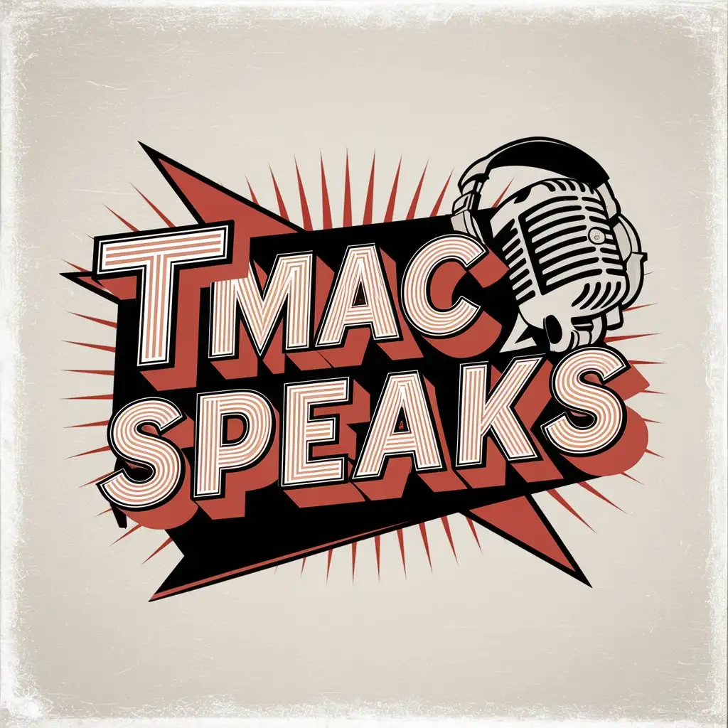 Tmac Speaks Bold Mic Speaking Silhouette in Retro Colors