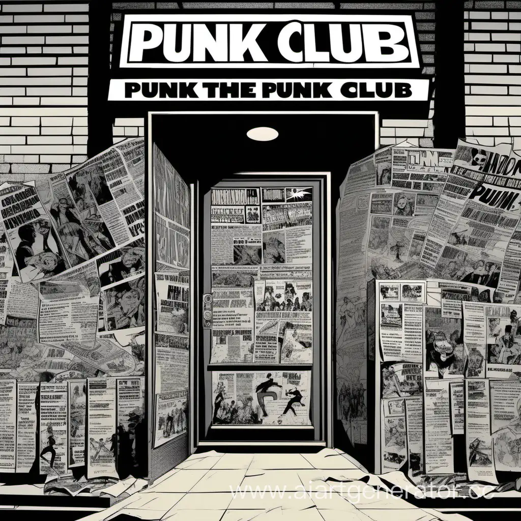 Vibrant-Punk-Club-Entrance-Energized-Atmosphere-with-Comic-Book-Frames