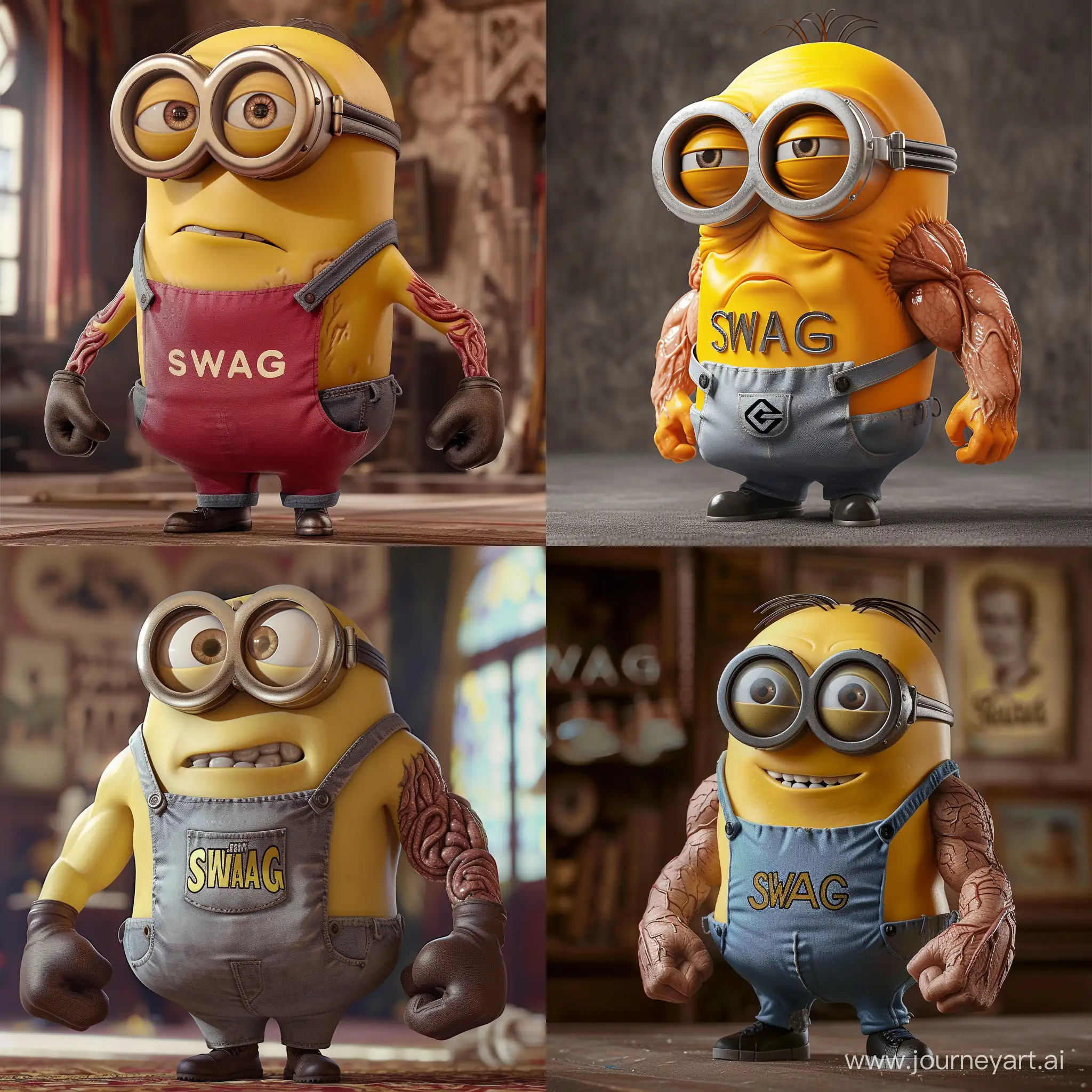 Swaggering-Minion-Character-in-TShirt-with-Veins