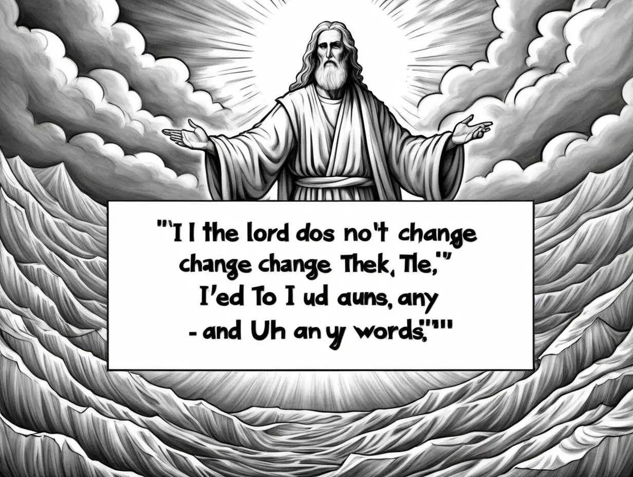 Image themed for Malachi 3:6: "I the Lord do not change.." Black-and-white coloring image. Ages 5+. I don't want any text or words in the image. UHD