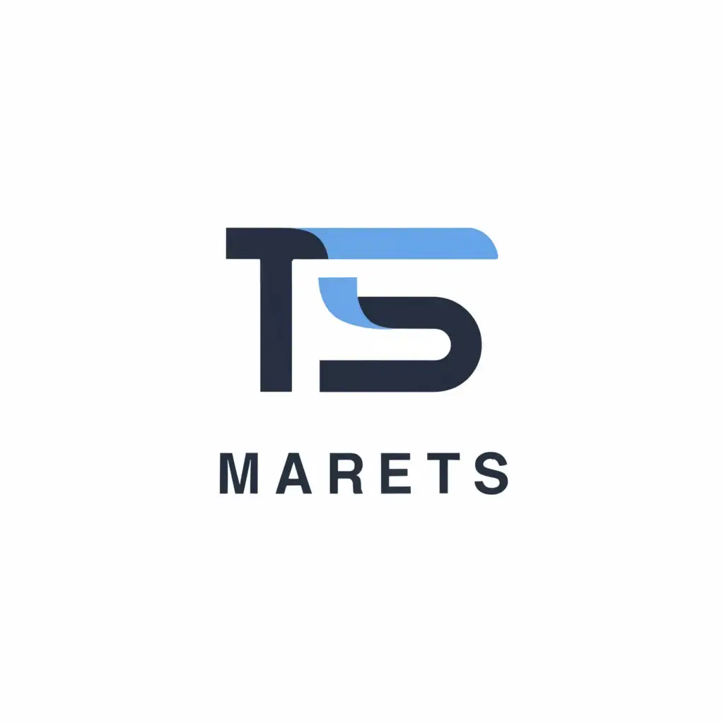 a logo design, with the text TS MARKETS, main symbol: TS, Minimalistic, two shades blue color fresh illustrate style, clear background, t is in a different shade of blue and s is in a different shade of blue,both blue colors are fresh bright