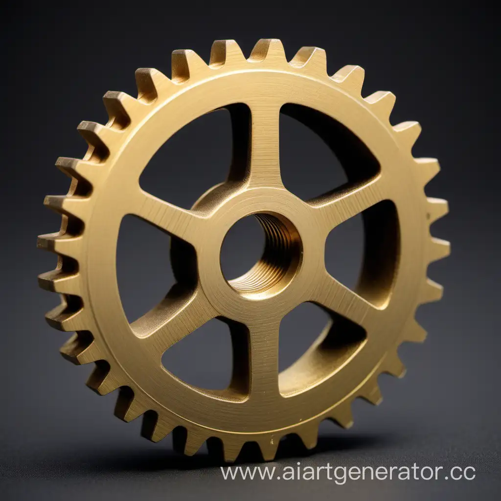 Detailed-Front-View-of-Intricately-Crafted-Brass-Gear-Industrial-Elegance
