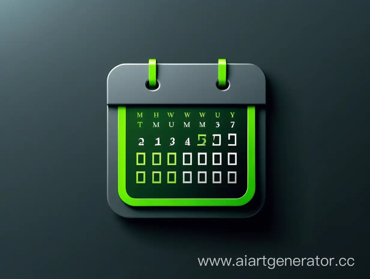 Эмблема календаря в темно-серых и ярко-зеленых цветах 