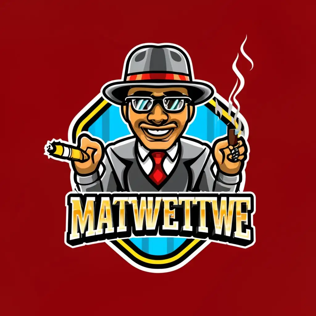 a logo design,with the text "Matwetwe", main symbol:A cartoon gangster,complex,clear background