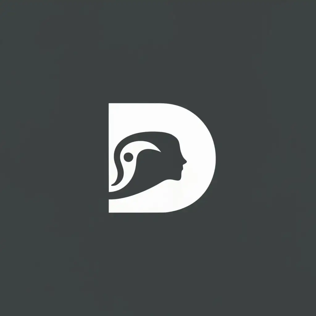 logo, D shape, with head icon, with the text "dilokakin", typography, be used in Technology industry