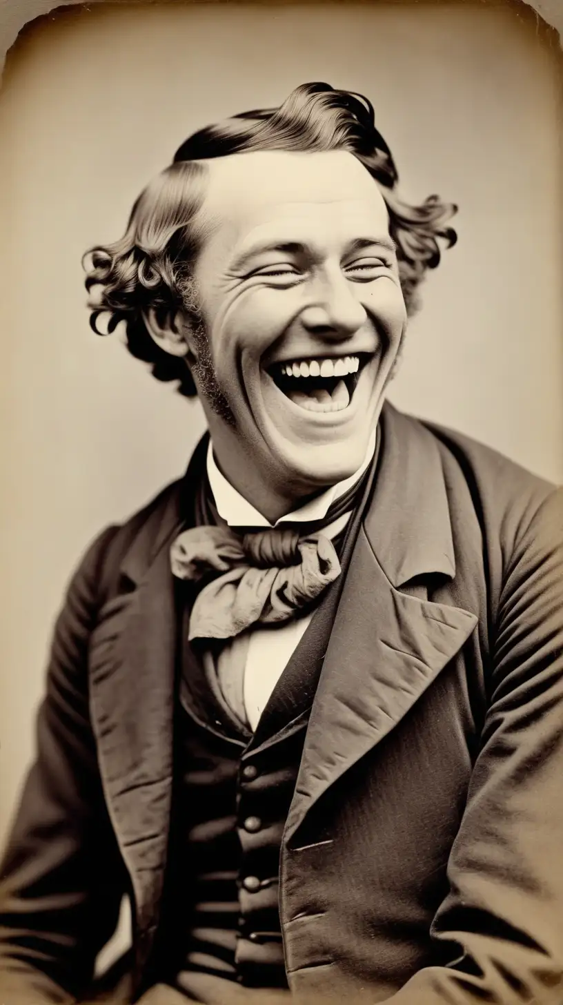 Cheerful 19th Century White Man Enjoying Laughter
