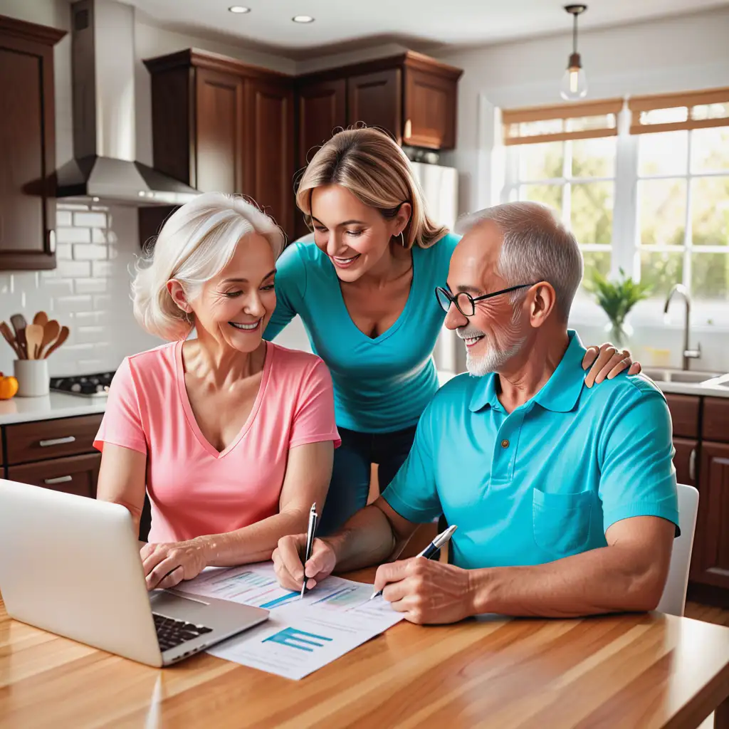 Happy Elderly Couple Reviewing Improved Credit Score Together