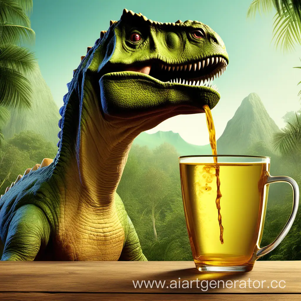 динозавр пьющий липтон