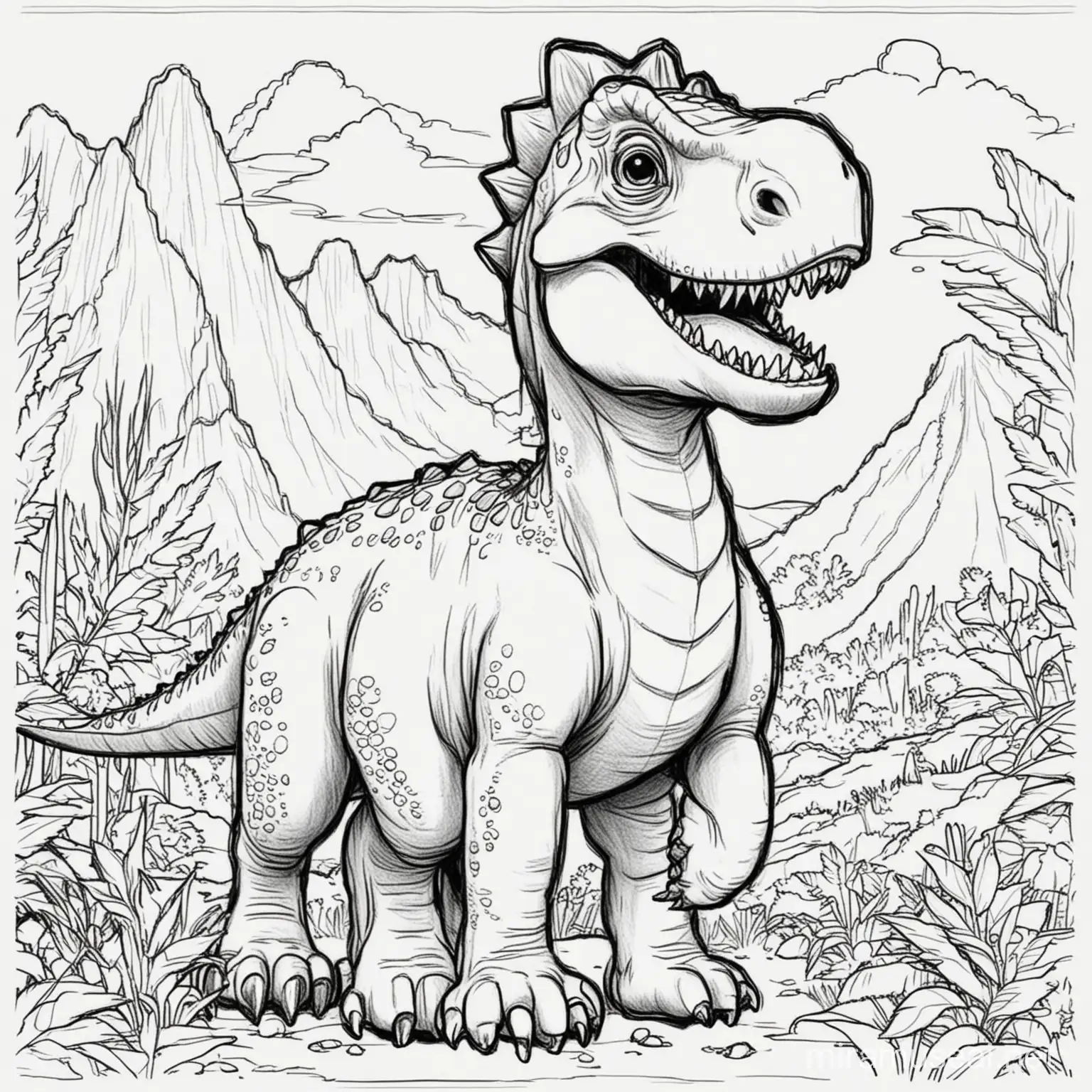Coloring Pages of Playful Dinosaurs for Kids Creative Fun