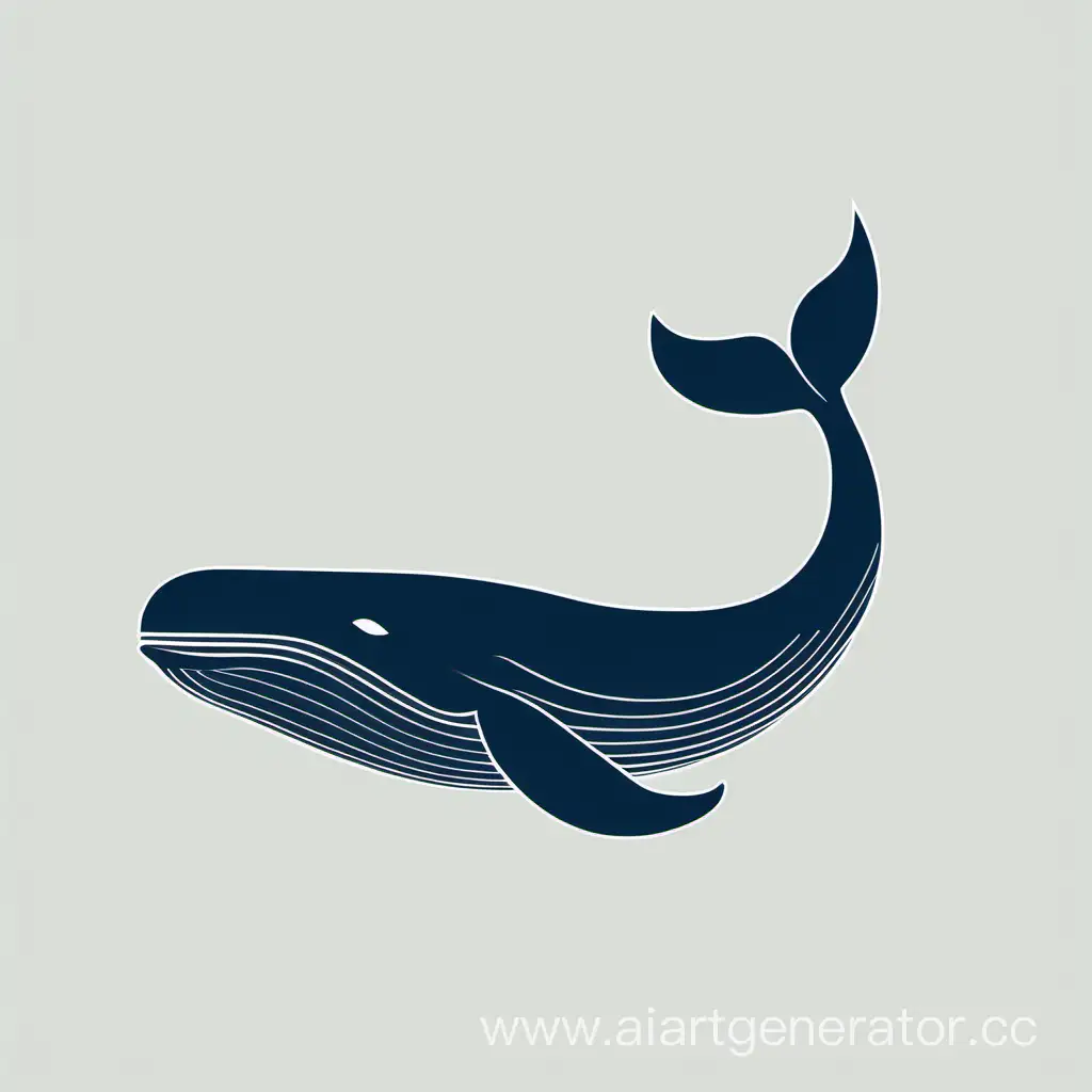 стилизация кита очень минималистично, простые линии, очень мало линий