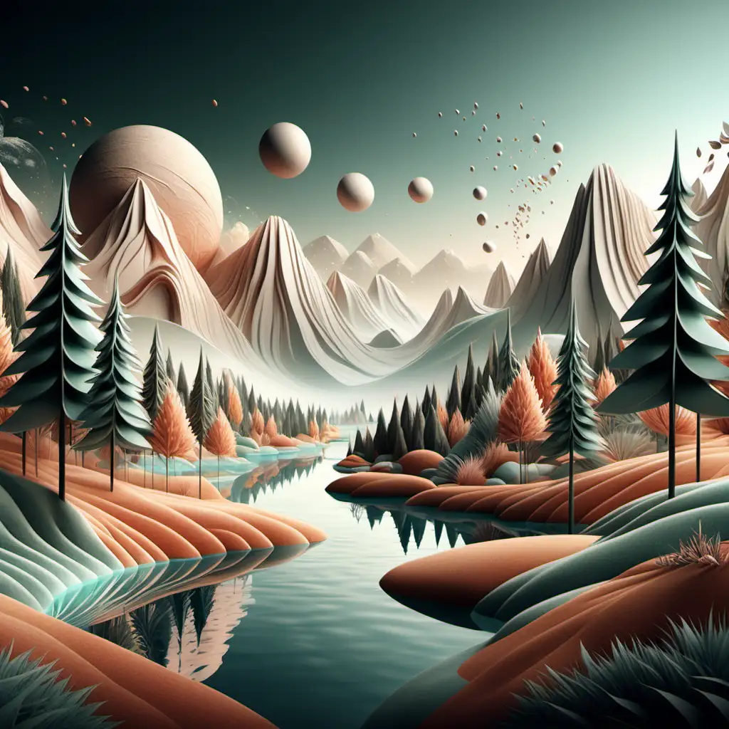 Nature inspired designs with elements like landscapes visually soft