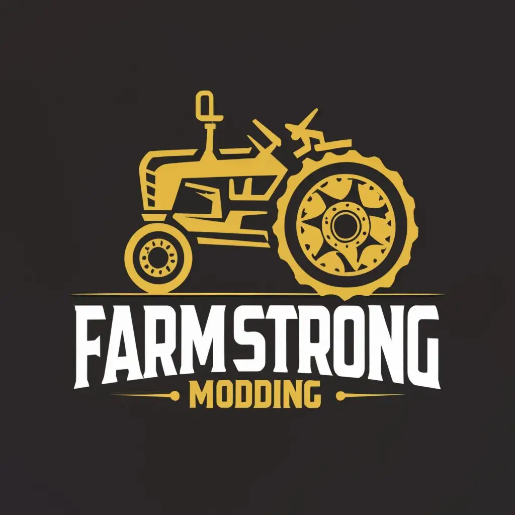 Logo-Design-For-Farm-Strong-Modding-Powerful-Tractor-Emblem-on-Clean-Background