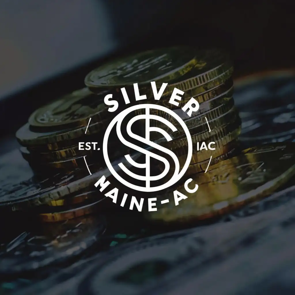 a logo design,with the text "Silver Maine-Iac", main symbol:Silver Coin,Moderate,be used in Finance industry,clear background