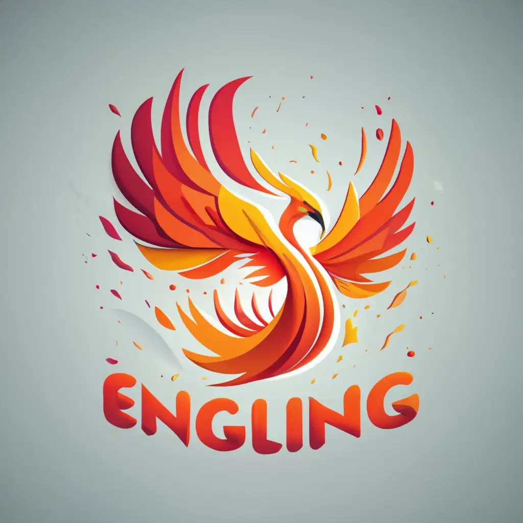 LOGO-Design-For-EngLing-PhoenixInspired-Typography-in-Vibrant-Orange-Yellow-for-Language-Learning