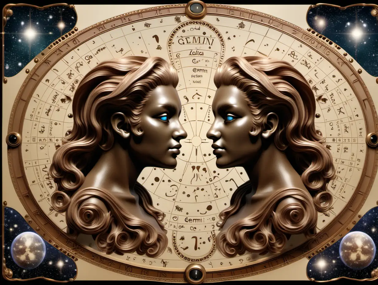 Detailed Zodiac Gemini Illustration Astrology Art