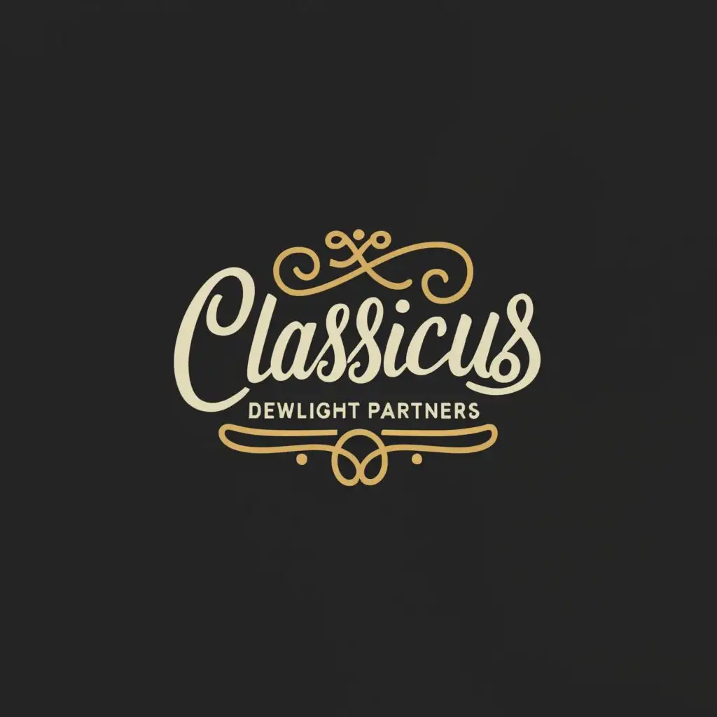 a logo design,with the text "generate a black logo for this text "Classicusdewlightpartners" in Baskerville Italic", main symbol:text,Moderate,clear background