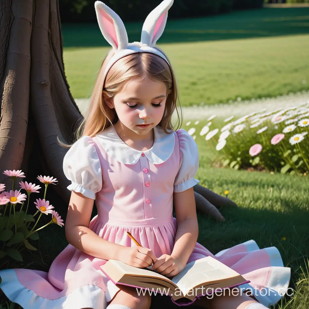 Alice-Contemplating-Among-Daisy-Fields-as-the-White-Rabbit-Rushes-By