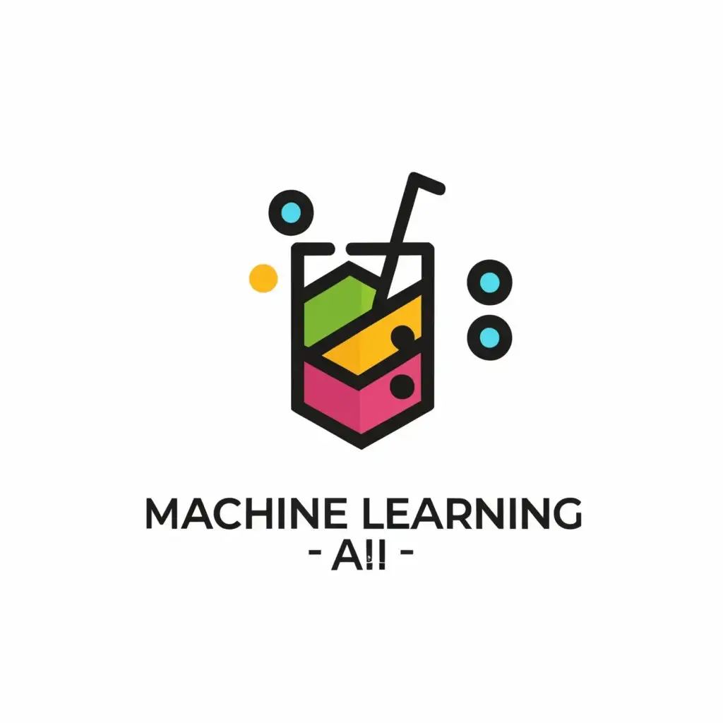 a logo design,with the text "machine learning, ai, bits of one and zero representing the juice in the glass", main symbol:glass of juice,Minimalistic,be used in Technology industry,clear background