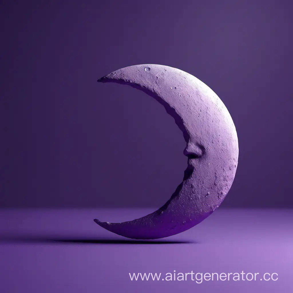 обычная минималистическая луна, на фиолетовом фоне, арт, в 3Д, чтобы не было лица или головы на луне