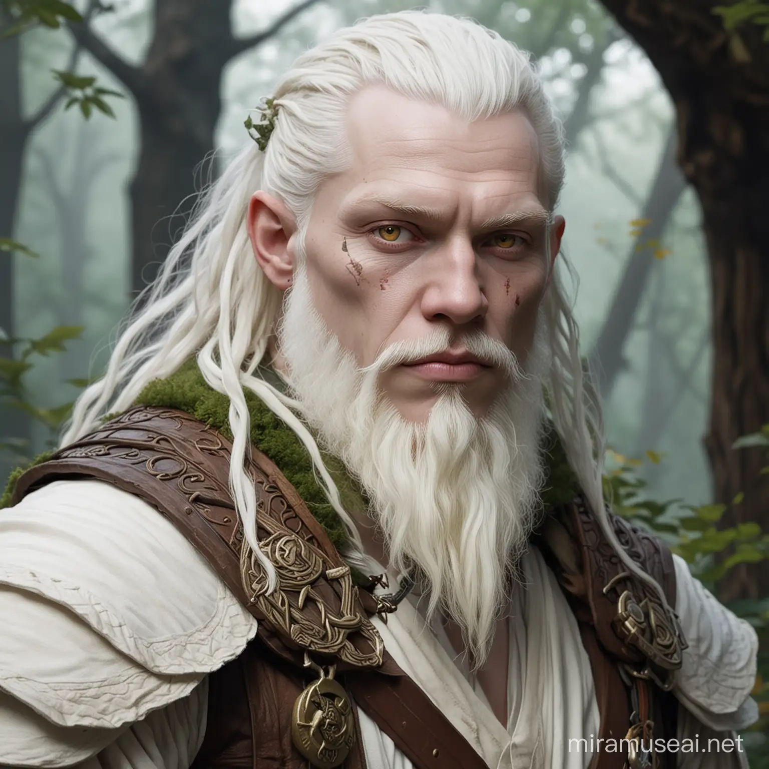 druid man, bold, albino, dnd