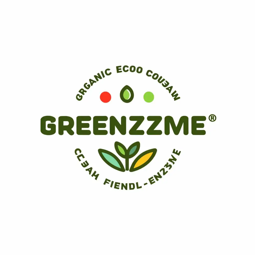 a logo design,with the text "Greenzyme", main symbol:Eco-Enzymes, Fruit Peel, and Vegetables,Moderate,clear background