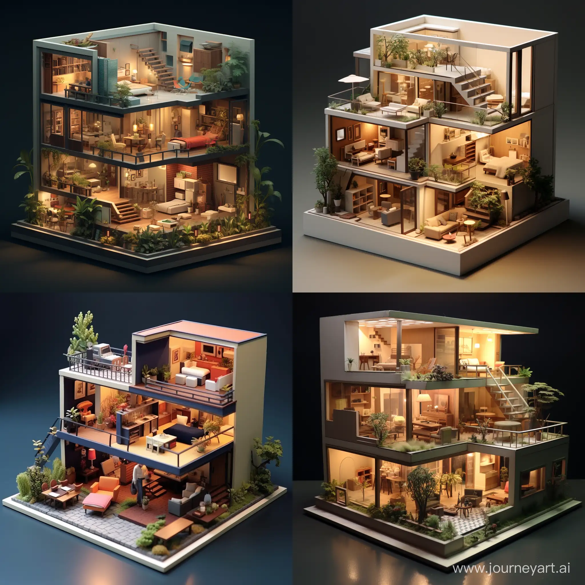 Contemporary-Isometric-Diorama-of-a-Modern-Townhouse