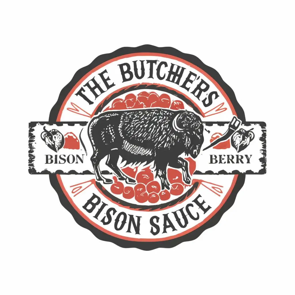 LOGO-Design-for-The-Butchers-Bison-Berry-Sauce-Rustic-Charm-with-a-Bison-and-Berry-Emblem