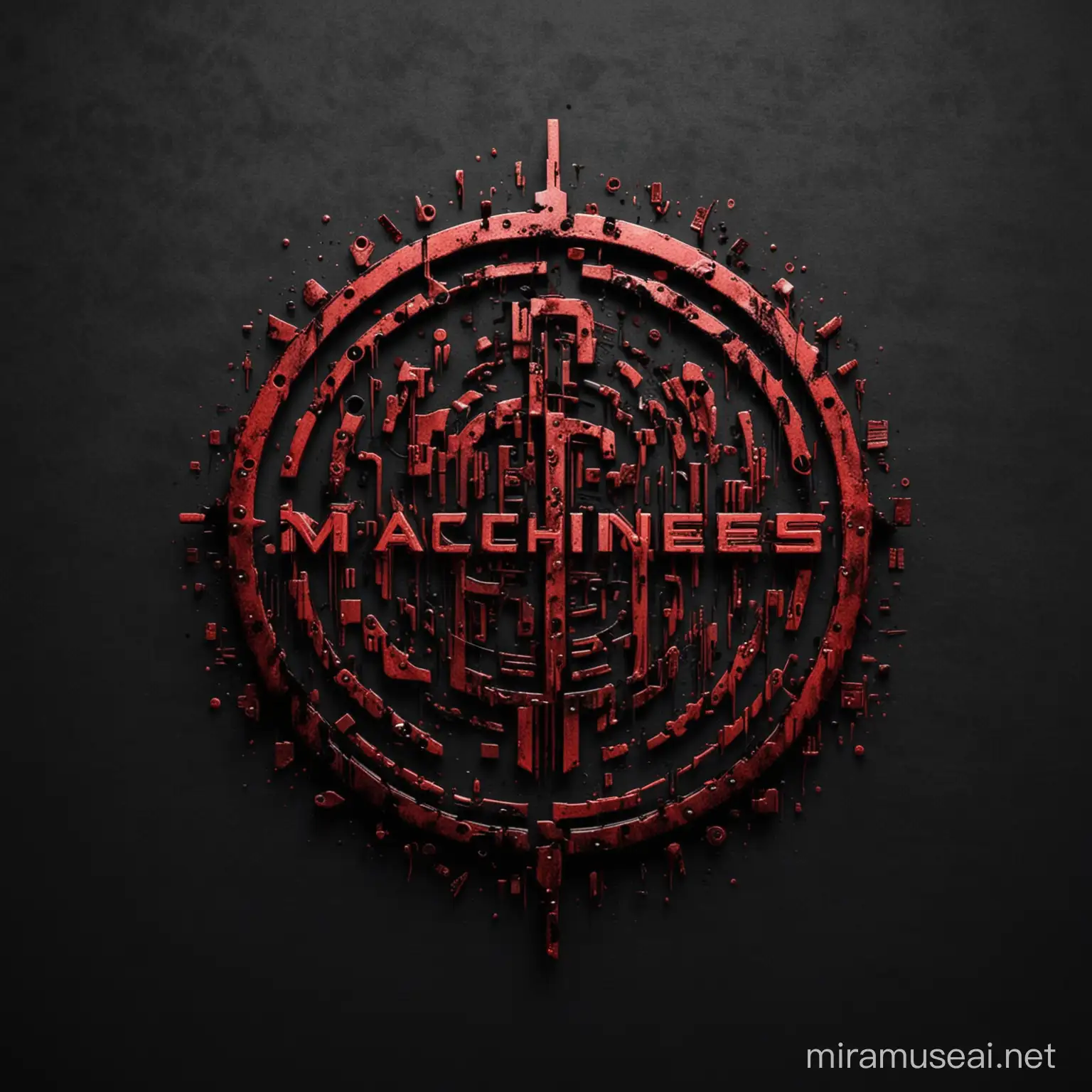 create a 2 or 3 colour logo identity for a club night called 'Machines that Bleed' which plays dark industrial electronic music