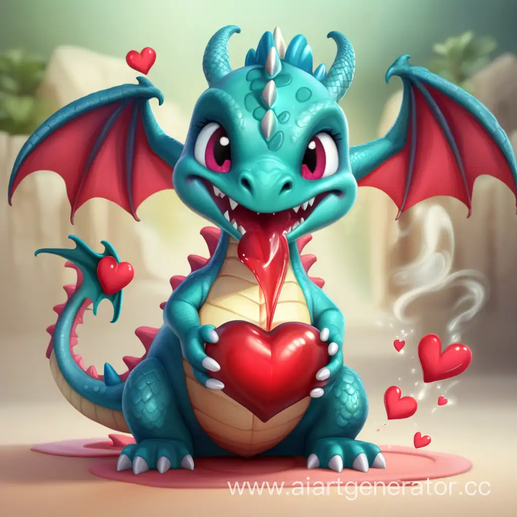 Cute Dragon Spitting out the heart