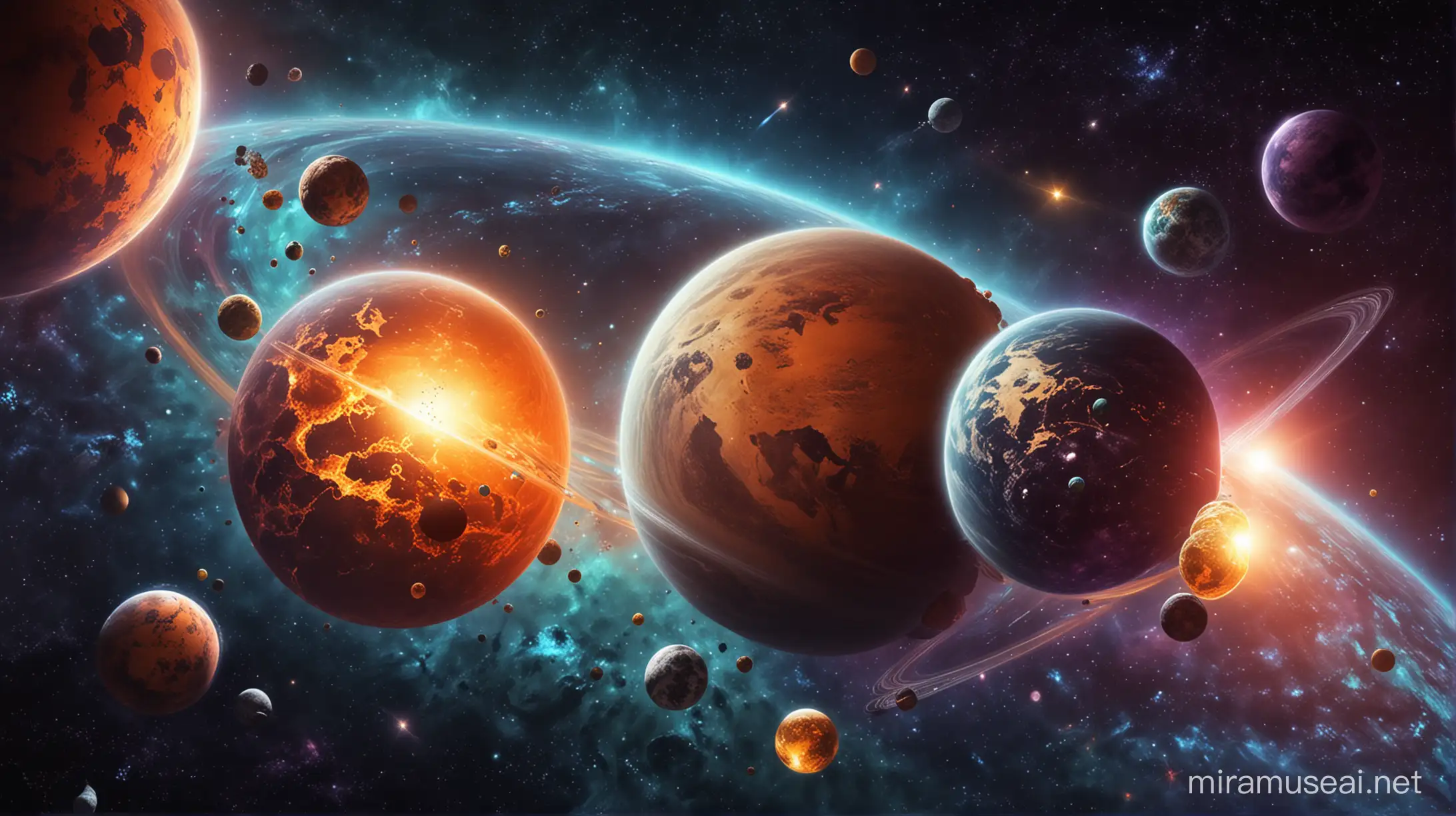 Planets in Space with Crypto Backgrounds
