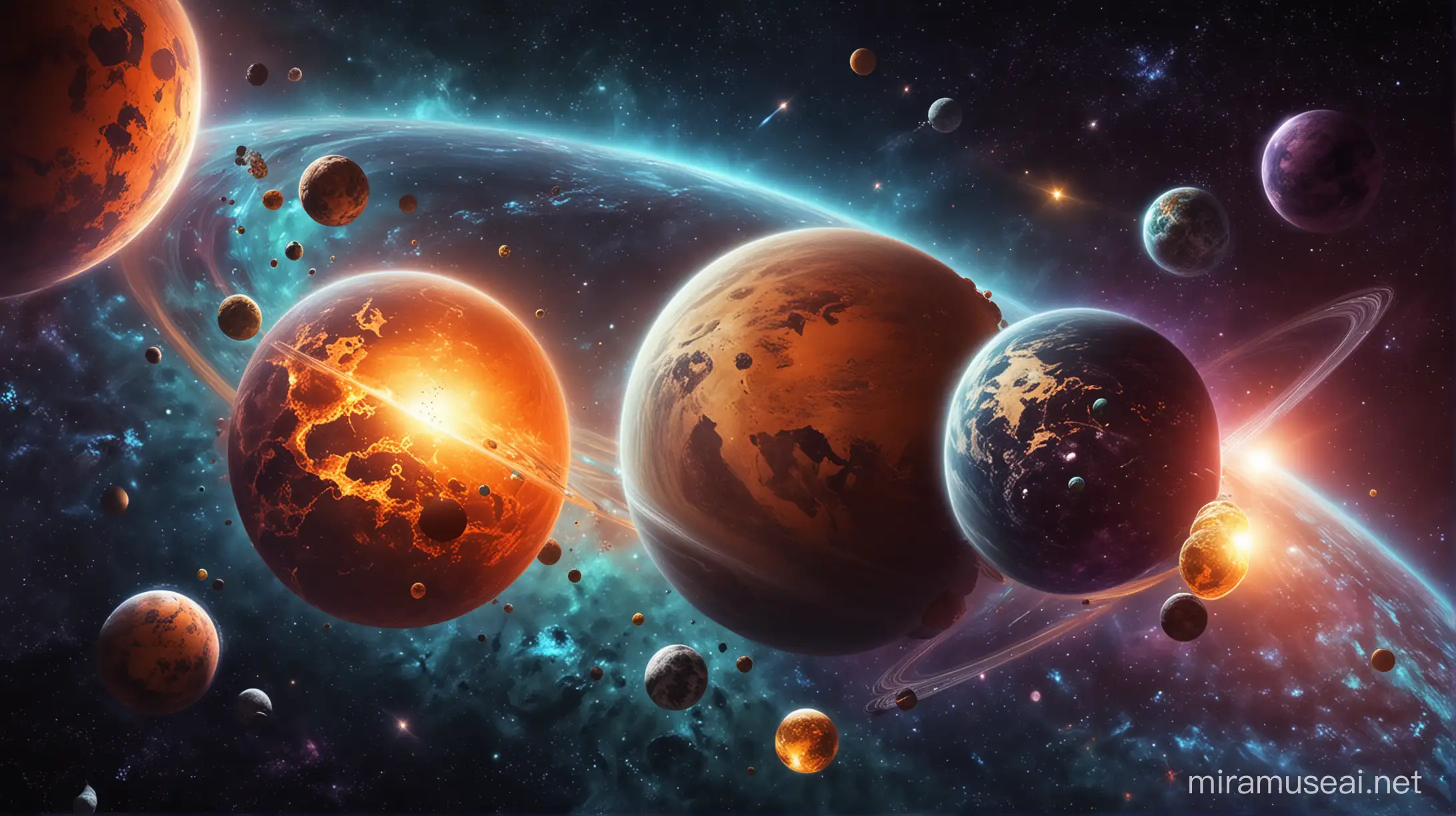  planets in space with crypto backgrounds