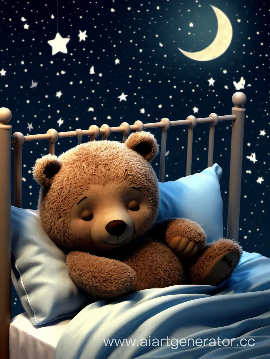 Adorable-Bear-Sleeping-Soundly-Surrounded-by-Sweet-Dreams