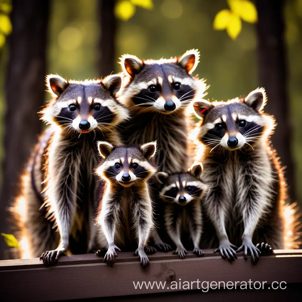 Cheerful-Raccoon-Family-Enjoying-a-Playful-Picnic