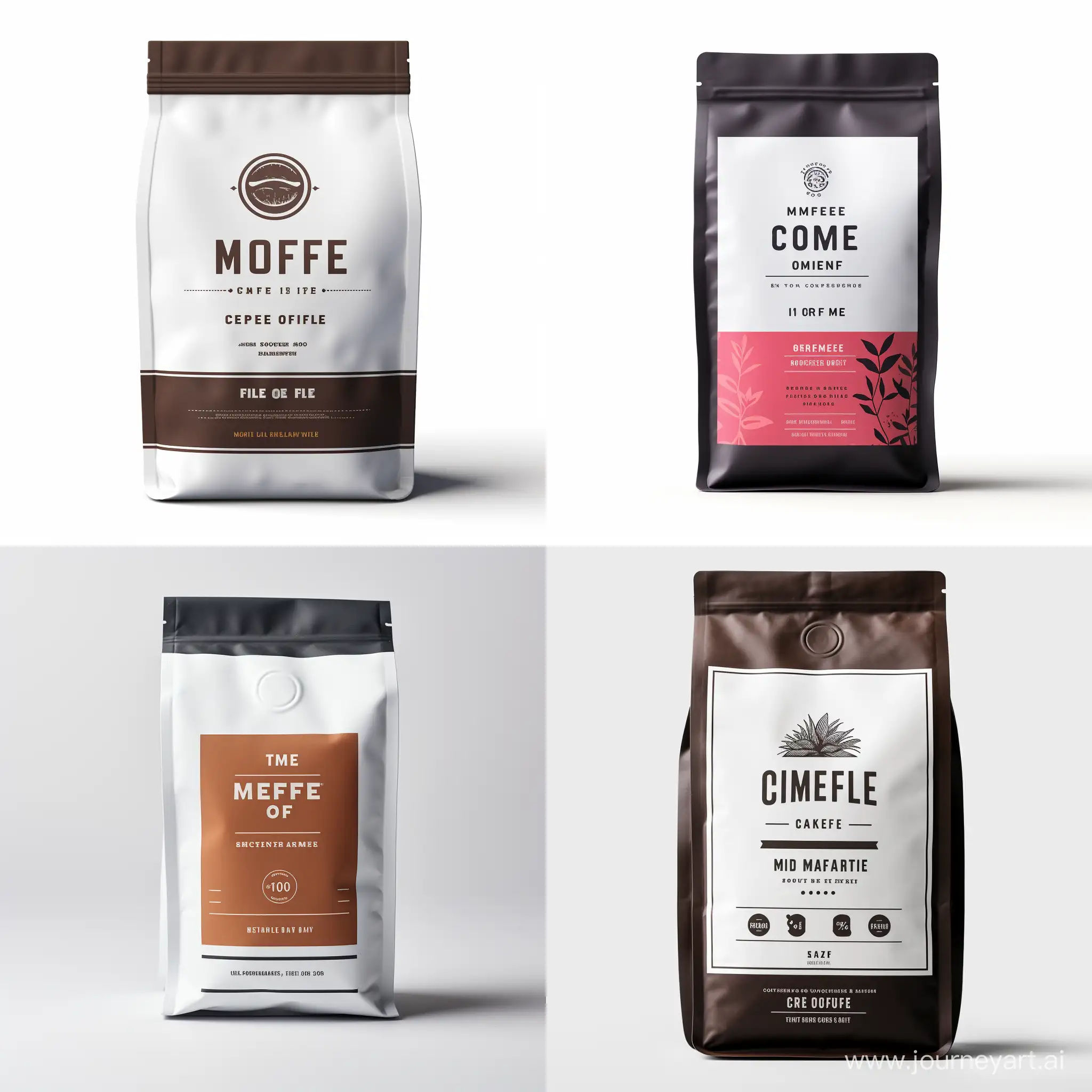 A coffee product packaging photo white background with custom brand name "Me Coffee"