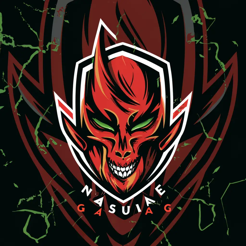 a logo design,with the text "Nausea Gaming", main symbol:The logo with black and green with a face of horror and death, everyone should fear pain and fear, everyone would be scared to look at this logo, and there was a red color with a curve.,Сложный,be used in Спорт и фитнес industry,clear background